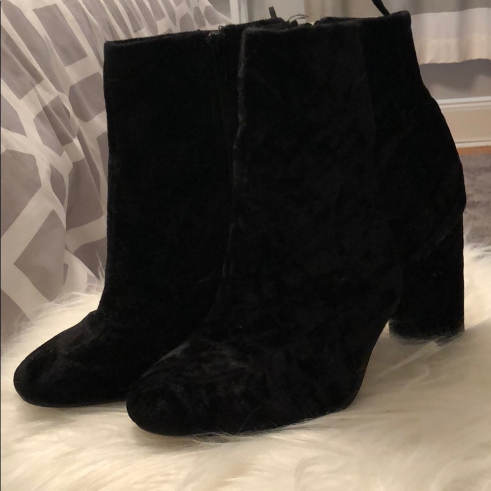 Black Crushed Velvet Booties